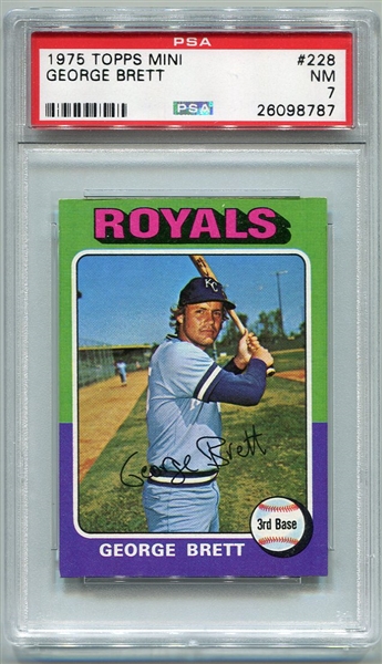 1975 Topps Mini #228 George Brett Rookie Card PSA 7