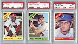 1966 Topps Lot of 3 PSA Graded HOFers Drysdale, Gibson & Brooks Robinson