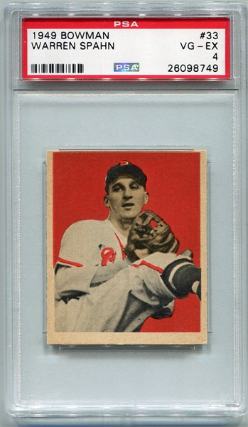 1949 Bowman #33 Warren Spahn PSA 4