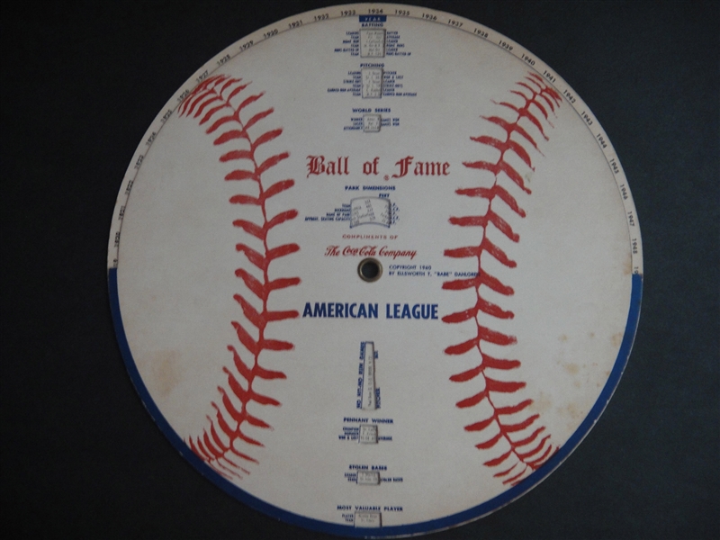1960 Coca-Cola Ball of Fame by Ellsworth T. "Babe" Dahlgren