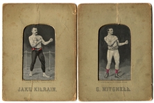 Circa 1888 Thomas Steven Stevengraph Silk Boxing Cabinets Complete Set of 4