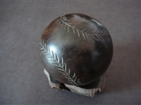Handcarved Walnut Baseball and Stand