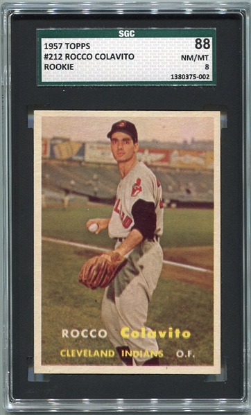 1957 Topps #212 Rocco Colavito Rookie Card SGC 88