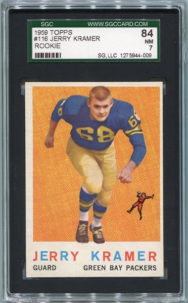 1959 Topps #116 Jerry Kramer Rookie Card SGC 84
