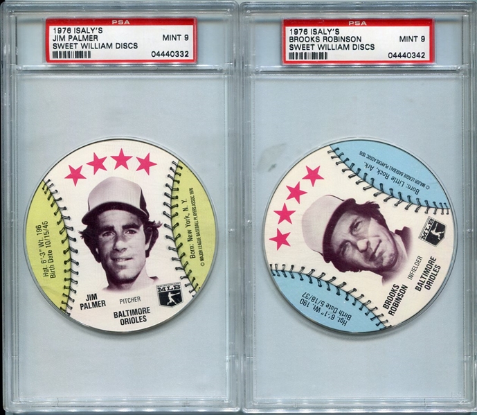 1976 Isalys Sweet William Discs Jim Palmer & Brooks Robinson PSA 9s