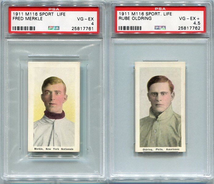 M116 Sporting Life Lot of Two PSA Graded Merkle & Oldring