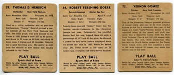 1941 Play Ball Lot of 3 Autographed Doerr, Henrich & Gomez