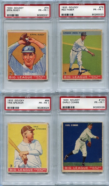 1933 Goudey Lot of 24 Different w/HOFers All PSA Graded