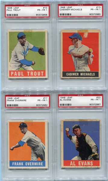 1948 Leaf Baseball Lot of 22 All PSA Graded w/SP and HOFer