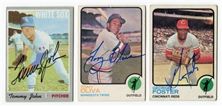 Lot of 3 Early 1970's Topps Signed Cards Foster, John & Oliva