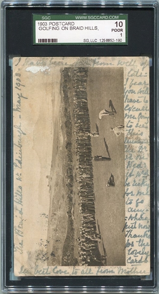 1903 Hugh Kirkcaldy Golfing On Braid Hills Postcard SGC 10