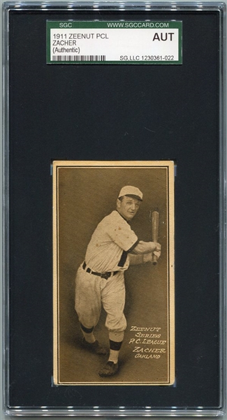 E136 1911 Zeenut Zacher Oakland SGC AUT