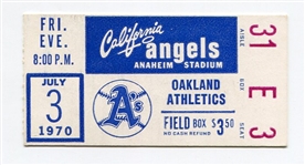 1970 California Angels Ticket Stub July 3rd Clyde Wright No Hitter