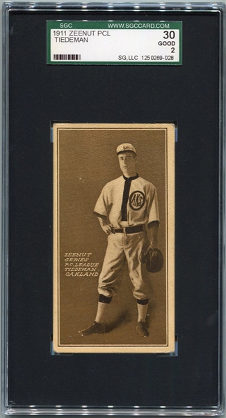 E136 1911 Zeenut Tiedeman Oakland w/Collins McCarthy Back Stamp SGC 30
