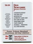 2003 Topps Tribute Auto Bat Relic Don Newcombe Autographed