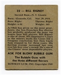 1948 Bowman #32 Bill Rigney New York Giants VG/EX