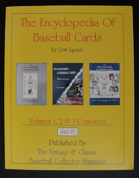 Lew Lipset Encylopedia Of Baseball Cards Volumes 1,2 & 3 Combined