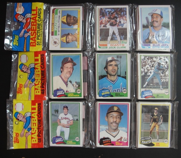 1981 & 1982 Topps Baseball Rack Packs Lot of 3 Packs