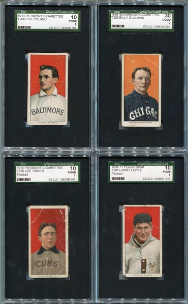 T206 Lot of 7 Different SGC Graded w/Tinker