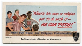 1940's/50's Red Lion Junior Chamber of Commerce Fight for Racial and Religious Understanding Blotter