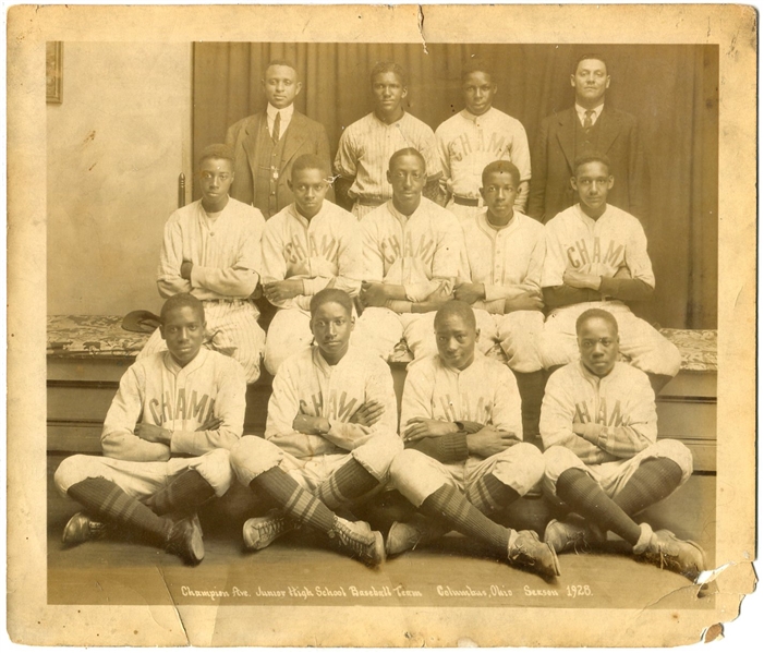 1928 Champion Ave Junior High School Negro Baseball Team Photograph