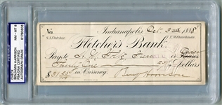 Benjamin Harrison Signed Check PSA/DNA NM-MT 8