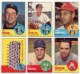 1963 Topps High-powered Lot of 24 Different-Team Cards, Rookies, Stars & More