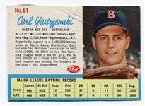 1962 Post Cereal #61 Carl Yasztrzemski