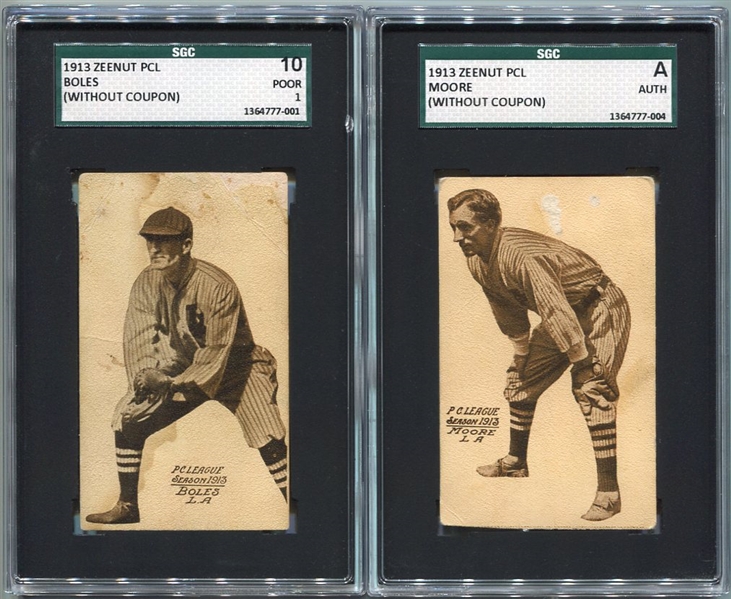 E136 1913 Zeenuts Lot of 2 SGC Graded Boles & Moore Los Angeles