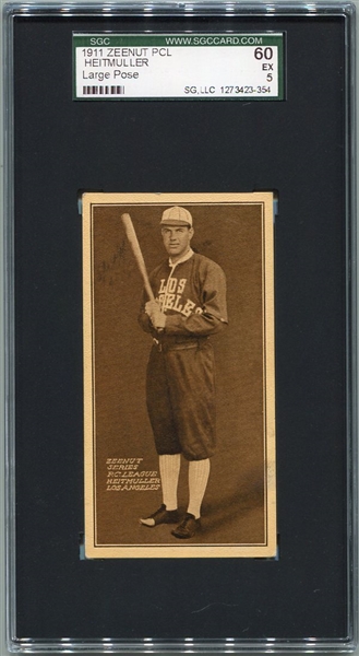 E136 1911 Zeenut Heitmuller Los Angeles Large Pose SGC 60 Highest Graded