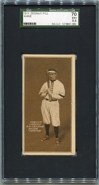E136 1911 Zeenut Kane Vernon SGC 70 Highest Graded