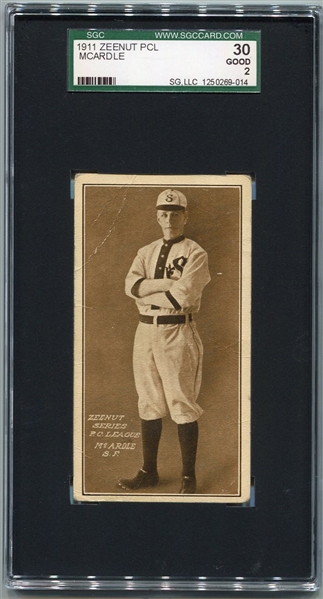 E136 1911 Zeenut McArdle San Francisco SGC 30  With Collins McCarthy J.J. Collins Backstamp