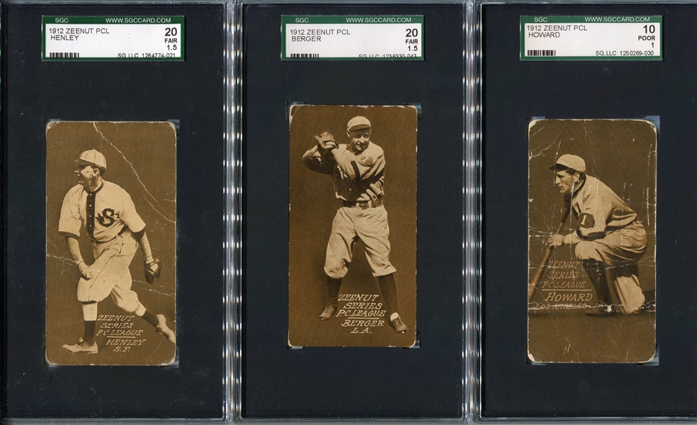 E136 1912 Zeenut Lot of 3 SGC Graded