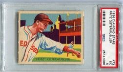 R327 1935 Diamond Stars #73b Fritz Ostermueller Boston Blue Back PSA 5
