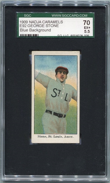 E92 Nadja Caramels George Stone St. Louis Blue Background SGC 70