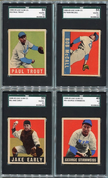 1948-49 Leaf Lot of 4 All SGC Graded 45-55