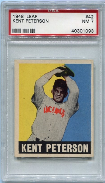 1948-49 Leaf #42A Kent Peterson Black Cap PSA 7