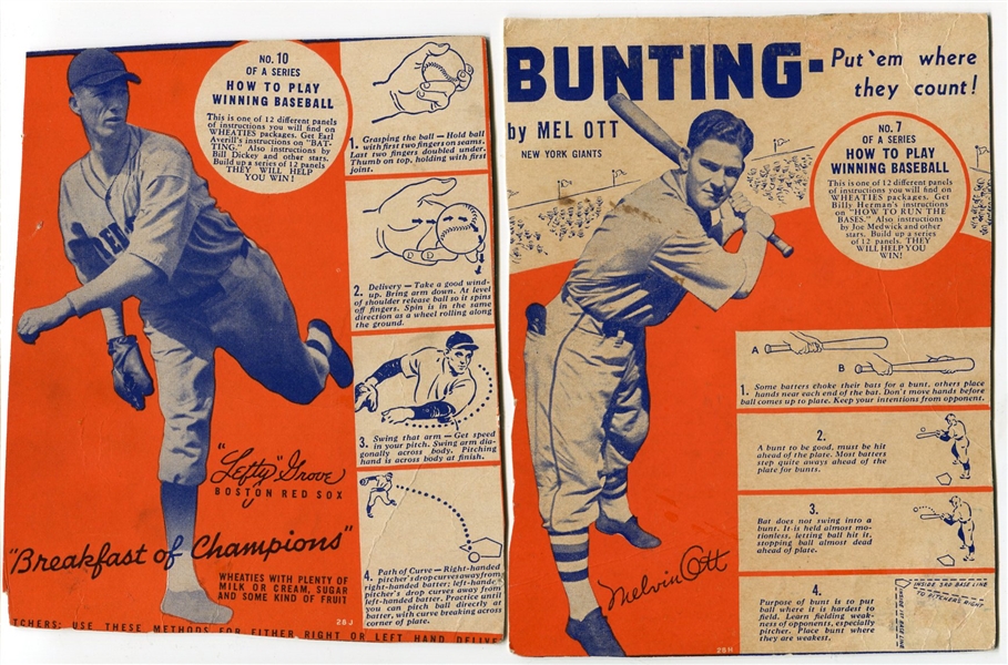1936 Wheaties Series 5 Lot of 2 Mel Ott & Lefty Grove