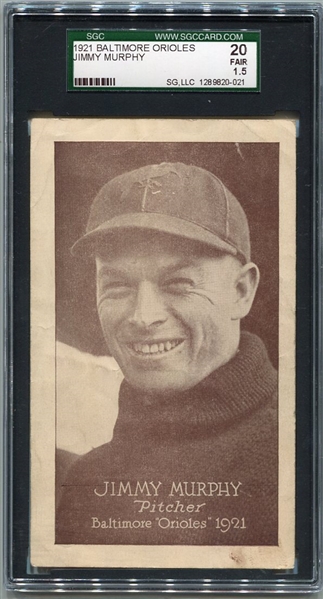 1921 Tip Top Bread Baltimore Oriole Jimmy Murphy SGC 20