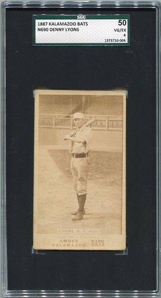 N690 Kalamazoo Bats Denny Lyons Philadelphia SGC 50 Highest Graded!