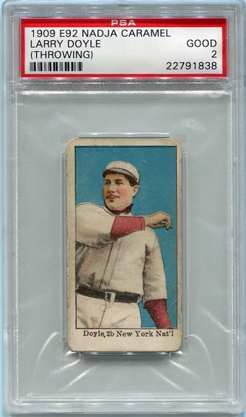 E92 Nadja Larry Doyle New York Throwing PSA 2