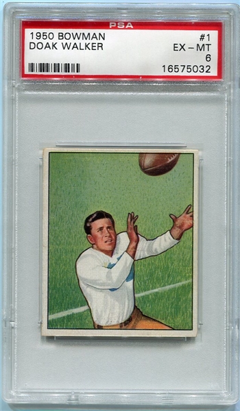 1950 Bowman Football #1 Doak Walker PSA 6