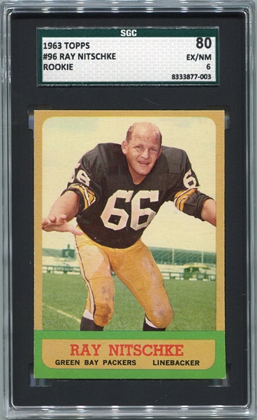 1963 Topps Football #96 Ray Nitschke Rookie Card SGC 80