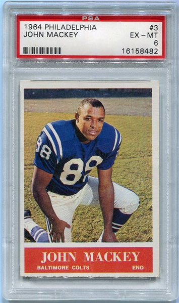 1964 Philadelphia Football #3 John Mackey Rookie Card PSA 6