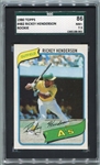 1980 Topps #482 Rickey Henderson Rookie Card SGC 86