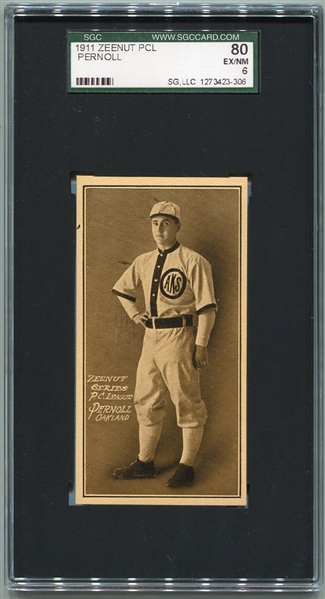 E136 1911 Zeenut Hub Pernoll Oakland SGC 80 Highest Graded