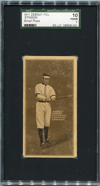 E136 1911 Zeenut George Stinson Vernon Small Pose SGC 10