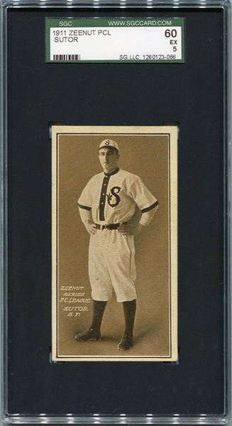 E136 1911 Zeenut Harry Sutor San Francisco SGC 60 Highest Graded!