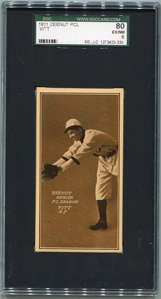 E136 1911 Zeenut Oscar Vitt San Francisco SGC 80 Highest Graded!