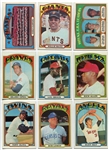 1972 Topps Baseball Lot of 178 cards-130 Different Most Exmt/Nrmt W/HOFers, Hi#'s